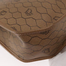 Christian Dior Honeycomb Canvas Hand Bag PVC Leather 2way Beige Gold Auth BA9582-16