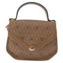 Christian Dior Honeycomb Canvas Hand Bag PVC Leather 2way Beige Gold Auth BA9582-13