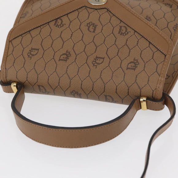 Christian Dior Honeycomb Canvas Hand Bag PVC Leather 2way Beige Gold Auth BA9582