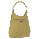 Christian Dior Maris Pearl Shoulder Bag Nylon Beige Silver Auth BA9583-1