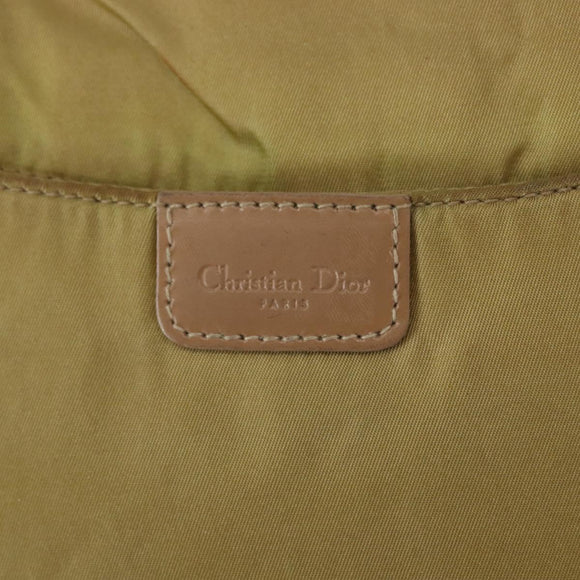 Christian Dior Maris Pearl Shoulder Bag Nylon Beige Silver Auth BA9583