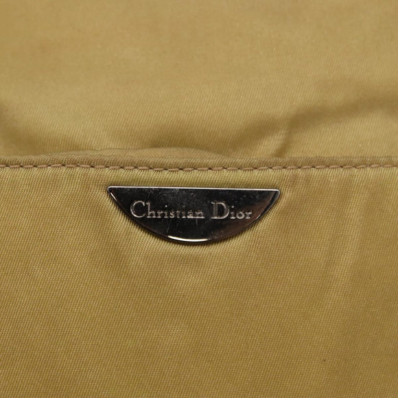 Christian Dior Maris Pearl Shoulder Bag Nylon Beige Silver Auth BA9583