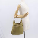 Christian Dior Maris Pearl Shoulder Bag Nylon Beige Silver Auth BA9583-22