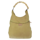 Christian Dior Maris Pearl Shoulder Bag Nylon Beige Silver Auth BA9583-3
