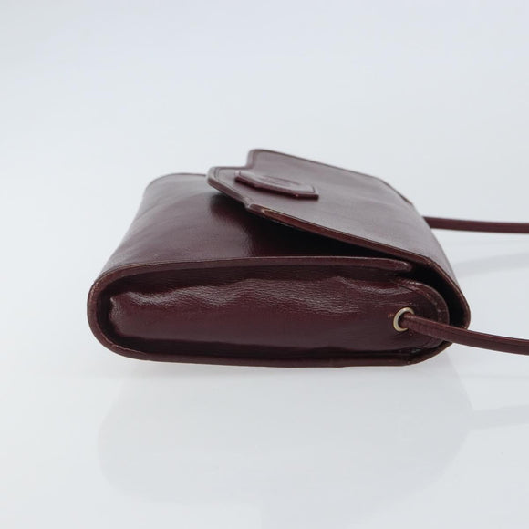 Christian Dior Shoulder Bag Leather Bordeaux Gold Auth BA9586