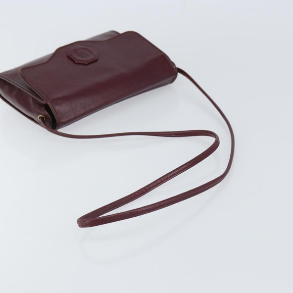 Christian Dior Shoulder Bag Leather Bordeaux Gold Auth BA9586