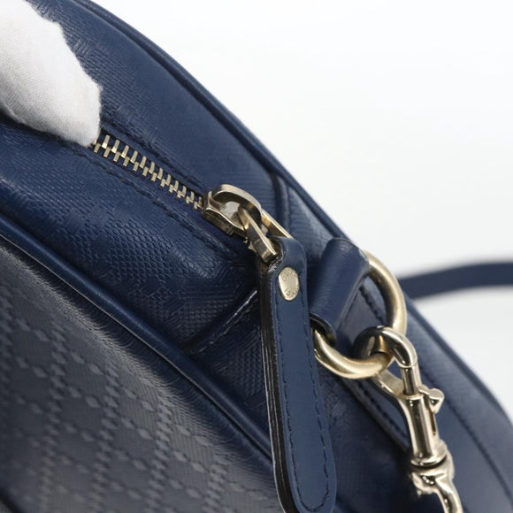 GUCCI Hand Bag PVC 2way Navy Gold 344357 Auth BA9587