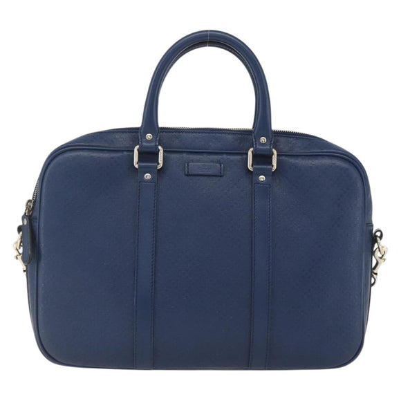 GUCCI Hand Bag PVC 2way Navy Gold 344357 Auth BA9587