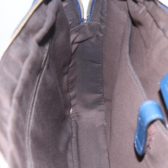 GUCCI Hand Bag PVC 2way Navy Gold 344357 Auth BA9587