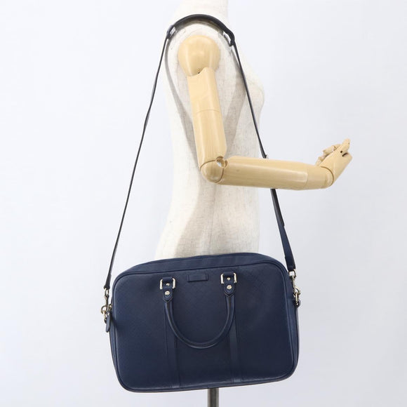 GUCCI Hand Bag PVC 2way Navy Gold 344357 Auth BA9587