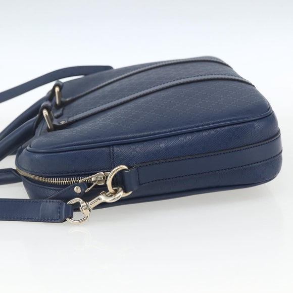 GUCCI Hand Bag PVC 2way Navy Gold 344357 Auth BA9587