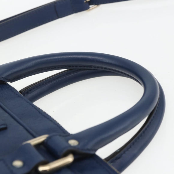 GUCCI Hand Bag PVC 2way Navy Gold 344357 Auth BA9587