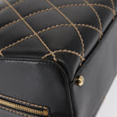 CHANEL Wild Stitch Hand Bag Leather Black Gold CC Auth BA9589-8