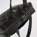 CHANEL Wild Stitch Hand Bag Leather Black Gold CC Auth BA9589-6