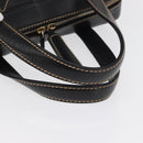 CHANEL Wild Stitch Hand Bag Leather Black Gold CC Auth BA9589-7