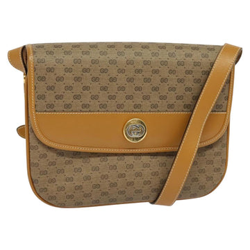 GUCCI Micro GG Supreme Shoulder Bag PVC Brown Gold Auth BA959