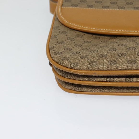GUCCI Micro GG Supreme Shoulder Bag PVC Brown Gold Auth BA959
