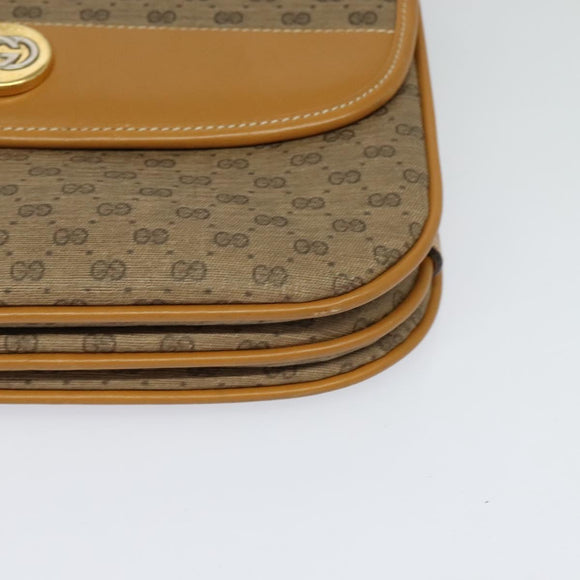 GUCCI Micro GG Supreme Shoulder Bag PVC Brown Gold Auth BA959