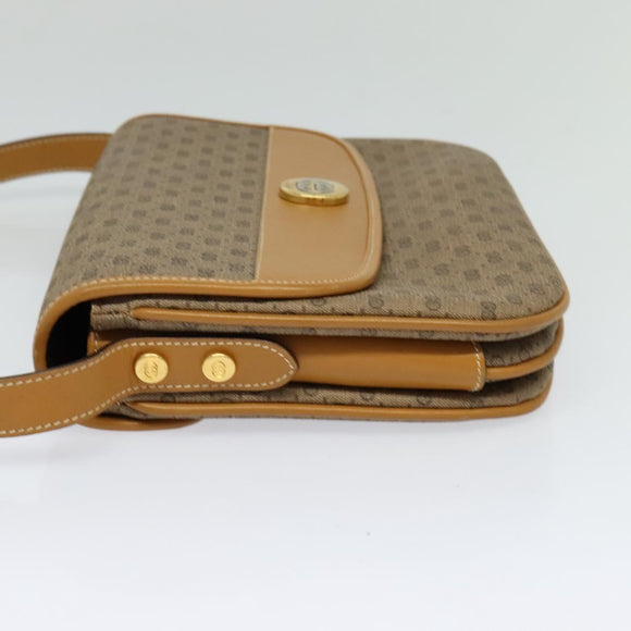 GUCCI Micro GG Supreme Shoulder Bag PVC Brown Gold Auth BA959