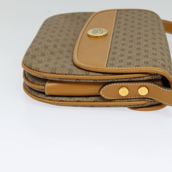 GUCCI Micro GG Supreme Shoulder Bag PVC Brown Gold Auth BA959