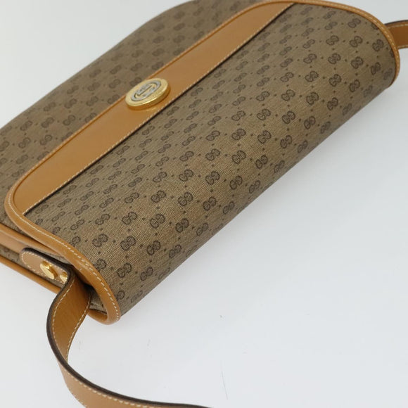 GUCCI Micro GG Supreme Shoulder Bag PVC Brown Gold Auth BA959