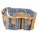 Burberrys Nova Check Shoulder Bag PVC Blue Gold Auth BA9593-1