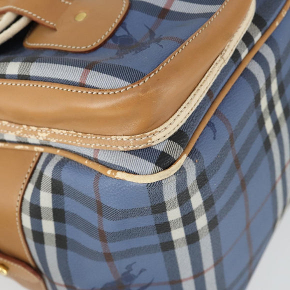 Burberrys Nova Check Shoulder Bag PVC Blue Gold Auth BA9593