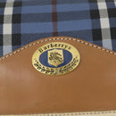 Burberrys Nova Check Shoulder Bag PVC Blue Gold Auth BA9593-14