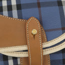 Burberrys Nova Check Shoulder Bag PVC Blue Gold Auth BA9593-15