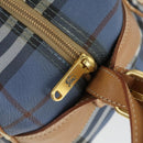 Burberrys Nova Check Shoulder Bag PVC Blue Gold Auth BA9593-17