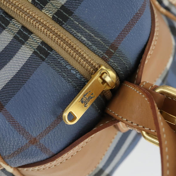 Burberrys Nova Check Shoulder Bag PVC Blue Gold Auth BA9593