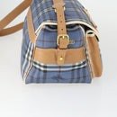 Burberrys Nova Check Shoulder Bag PVC Blue Gold Auth BA9593-5