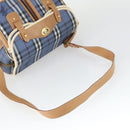 Burberrys Nova Check Shoulder Bag PVC Blue Gold Auth BA9593-7