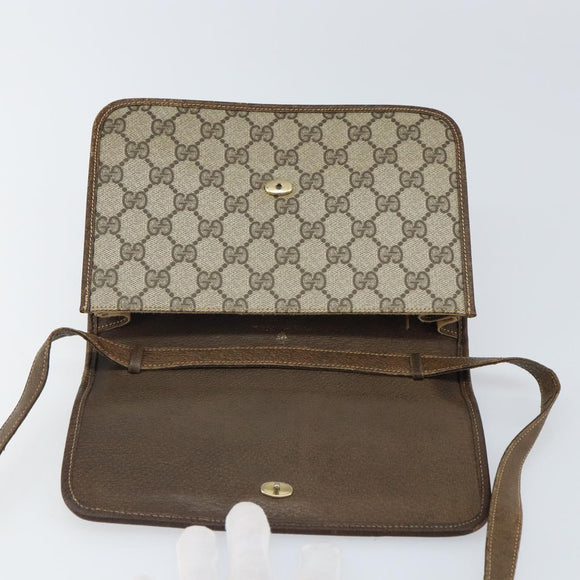 GUCCI GG Supreme Web Sherry Line Shoulder Bag PVC Beige Gold Auth BA9596