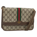 GUCCI GG Supreme Web Sherry Line Shoulder Bag PVC Beige Gold Auth BA9596-1