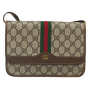 GUCCI GG Supreme Web Sherry Line Shoulder Bag PVC Beige Gold Auth BA9596-13