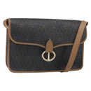 Christian Dior Honeycomb Canvas Shoulder Bag PVC Black Gold Auth BA9598-1