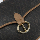 Christian Dior Honeycomb Canvas Shoulder Bag PVC Black Gold Auth BA9598-14