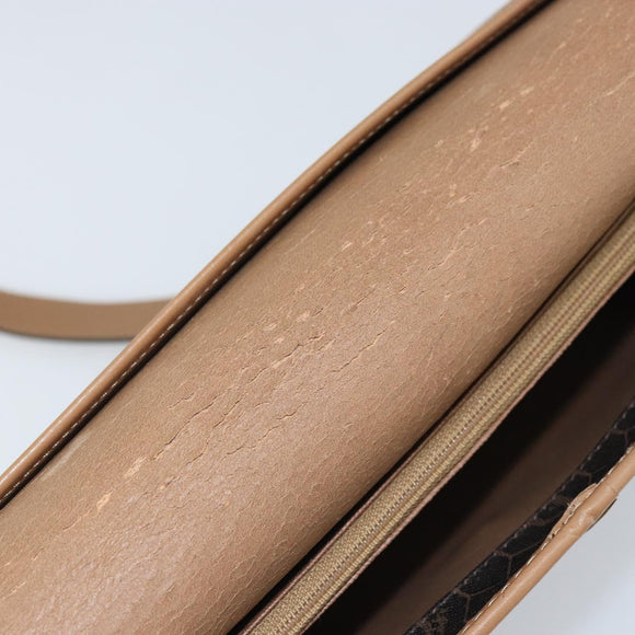 Christian Dior Honeycomb Canvas Shoulder Bag PVC Black Gold Auth BA9598