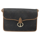 Christian Dior Honeycomb Canvas Shoulder Bag PVC Black Gold Auth BA9598-2