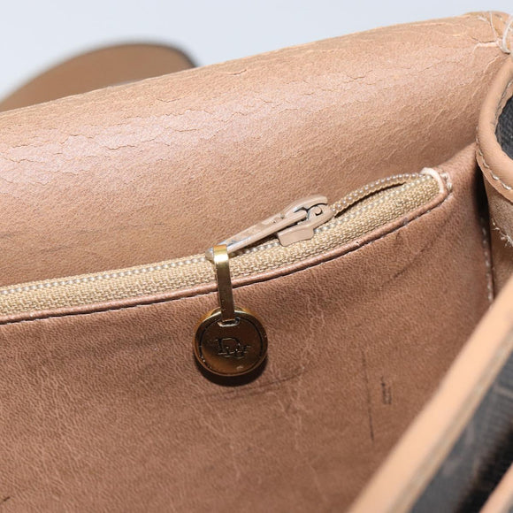 Christian Dior Honeycomb Canvas Shoulder Bag PVC Black Gold Auth BA9598