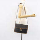 Christian Dior Honeycomb Canvas Shoulder Bag PVC Black Gold Auth BA9598-24