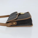 Christian Dior Honeycomb Canvas Shoulder Bag PVC Black Gold Auth BA9598-5