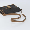 Christian Dior Honeycomb Canvas Shoulder Bag PVC Black Gold Auth BA9598-7