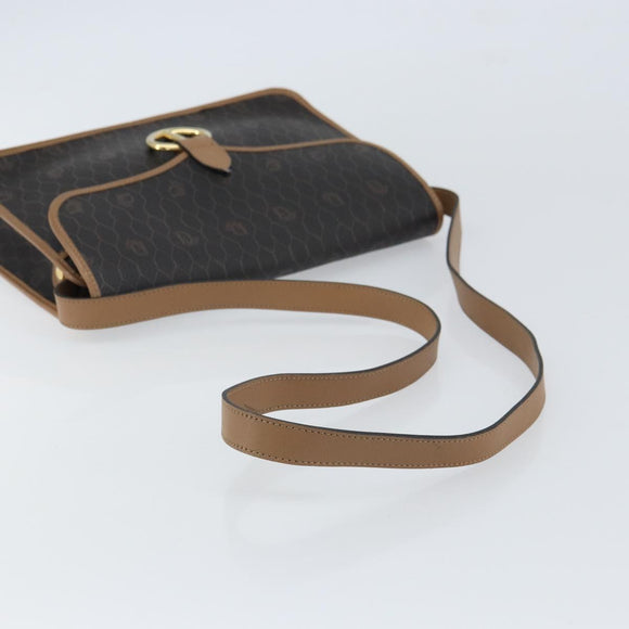 Christian Dior Honeycomb Canvas Shoulder Bag PVC Black Gold Auth BA9598