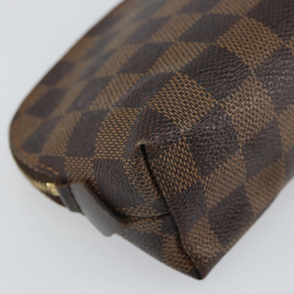 LOUIS VUITTON Damier Ebene Pochette Cosmetic PM Pouch N47516 LV Auth BA9612