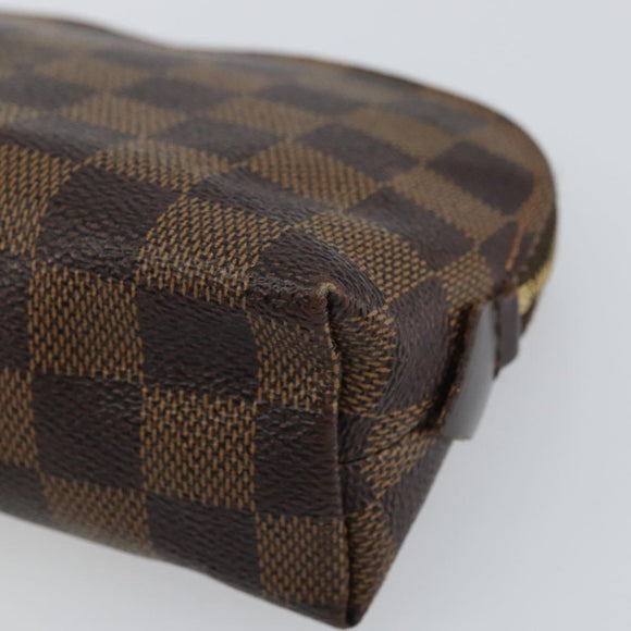 LOUIS VUITTON Damier Ebene Pochette Cosmetic PM Pouch N47516 LV Auth BA9612
