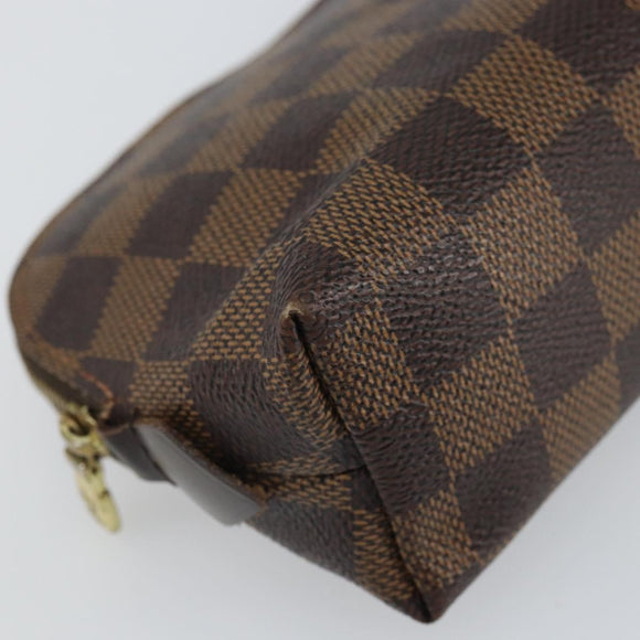 LOUIS VUITTON Damier Ebene Pochette Cosmetic PM Pouch N47516 LV Auth BA9612