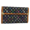 LOUIS VUITTON Monogram Multicolor Porte Tresor Wallet Black M92658 Auth BA9622-1