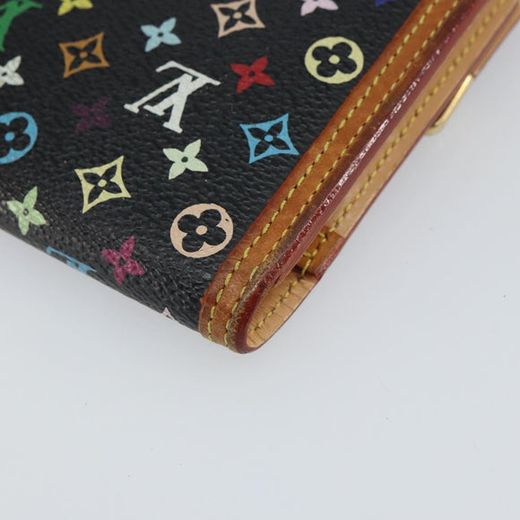 LOUIS VUITTON Monogram Multicolor Porte Tresor Geldbörse Schwarz M92658 Auth BA9622